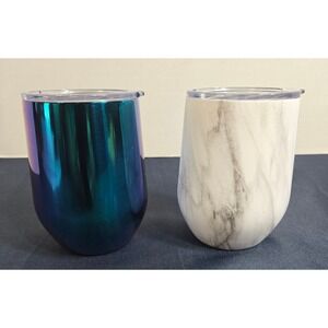 OGGI Stainless Steel Wine Tumbler 12oz-Marble Pattern & Multicolored Set of 2